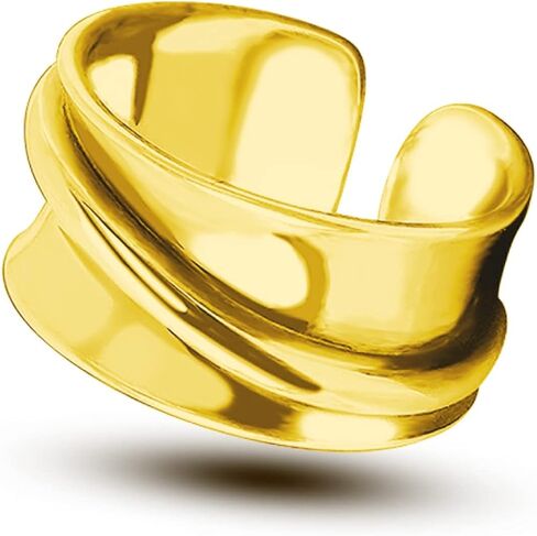 خاتم ذهبي 18k الذهب - فضة مطروق خاتم الذهب قابل للتعديل الحد الأدنى الفرقة للنساء الأزياء والمجوهرات الهدايا in Kuwait