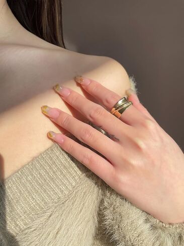 خاتم ذهبي 18k الذهب - فضة مطروق خاتم الذهب قابل للتعديل الحد الأدنى الفرقة للنساء الأزياء والمجوهرات الهدايا in Kuwait