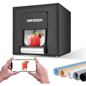 LAPGOOD Photo Studio Light Box 16''x 16'', Portable Shooting Tent Kit with 64pcs LED Light Adjustable Brightness, 5 Backdrops & 1 Soft Cloth for Cemmercial Photography, Jewelry or Product Shooting in Kuwait