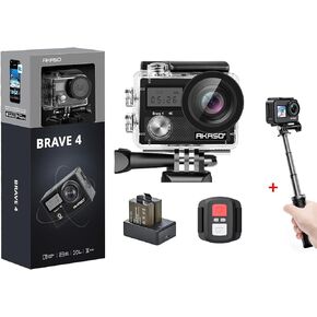 AKASO Brave 4 Action Camera 4K with Mini Tripod Selfie Stick Stand in Kuwait