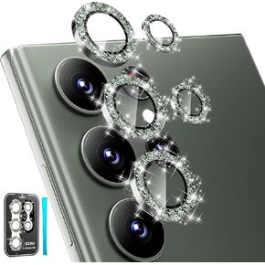 CloudValley [3+2 قطعة] واقي عدسة الكاميرا لهاتف Samsung Galaxy S23 Ultra، زجاج مقسى 9H + حلقة شاشة عدسة فردية معدنية من سبائك الألومنيوم لهاتف S23 Ultra 6.8in 5G 2023 - ملون لامع