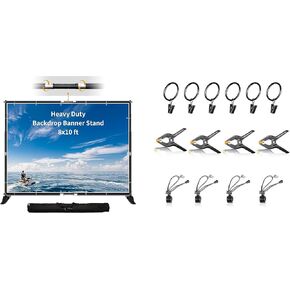 حامل لافتة خلفية FUDESY مقاس 10 × 8 قدم مع 14 قطعة من مشابك الخلفية in Kuwait