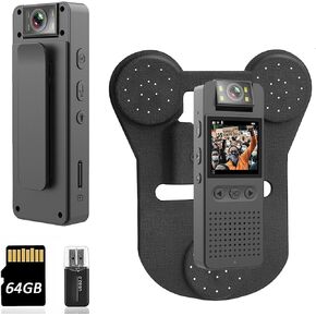 كاميرا مغناطيسية وحامل كاميرا على الجسم بسعة 64 جيجابايت مع تسجيل عالي الدقة 1080 بكسل ومسجل شاشة 1.4 بوصة مع وضع المصباح الكاشف وعمر بطارية 6 ساعات وكاميرا شرطة يمكن ارتداؤها للمنزل والخارج وإنفاذ القانون وحارس الأمن in Kuwait