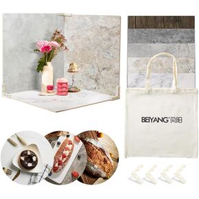 4PCS Double Sided Backdrop Boards, 16x16 inch Waterproof Photo Backdrop with 4PCS Board Brackets, 2PCS Pane Brackets, 1PCS 16x16 inch Window Shadow Pane for Food, Jewelry Photo Shooting