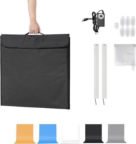 LAPGOOD Photo Studio Light Box 16''x 16'', Portable Shooting Tent Kit with 64pcs LED Light Adjustable Brightness, 5 Backdrops & 1 Soft Cloth for Cemmercial Photography, Jewelry or Product Shooting in Kuwait