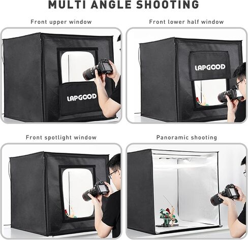 LAPGOOD Photo Studio Light Box 16''x 16'', Portable Shooting Tent Kit with 64pcs LED Light Adjustable Brightness, 5 Backdrops & 1 Soft Cloth for Cemmercial Photography, Jewelry or Product Shooting in Kuwait