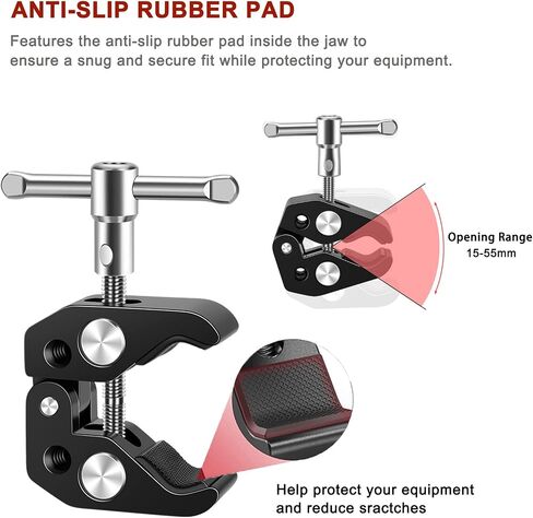 Lanxire Super Clamp Camera Mount with Mini Ball Head for DSLRs, Action Cameras, Monitors, Microphones, and More – 1/4"-20 Screw in Saudi Arabia