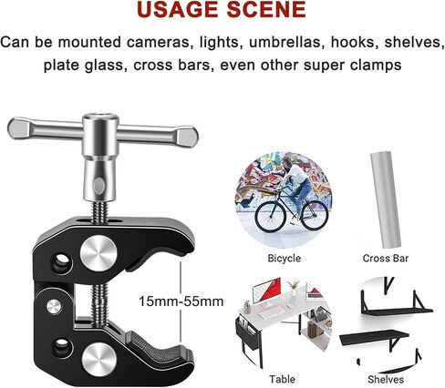 Lanxire Super Clamp Camera Mount with Mini Ball Head for DSLRs, Action Cameras, Monitors, Microphones, and More – 1/4"-20 Screw in Saudi Arabia
