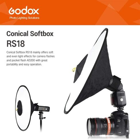 Godox Camera Flash Bounce Diffuser Light Softbox for All speedlight Photography Conical Softbox RS18 17"x 7" in Saudi Arabia