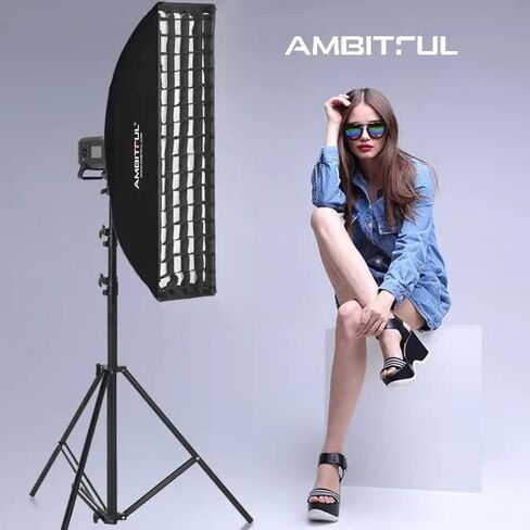 AMBITFUL 12"x 47" 30x120cm Honeycomb Grid Rectangular Softbox for Photo Strobe Studio Flash Softbox Bowens Mount (1PCS) in Saudi Arabia