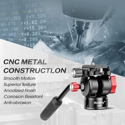 مانبيلي راس ثلاثي القوائم للفيديو، راس قابل للامالة بزاوية 360 درجة بانورامي اركا سويسري سريع الفك × 2 3/8 انش و1/4 انش، راس شبه سائل لكاميرا الفيديو 4K DV وكاميرا دي اس ال ار وكاميرا احادية القوائم in Kuwait