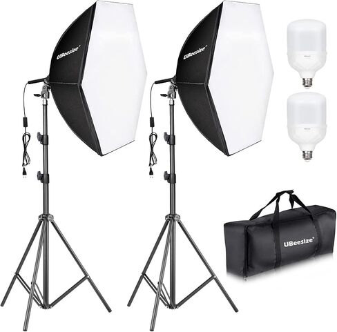 UBeesize Softbox Photography Lighting Kit, Continuous Lighting Kit with 30" x 30" Reflector and 3 Color Temperature 85W 3000K-7500K Bulb, Photo Studio Lighting for Video Recording, Portrait Shooting in Saudi Arabia