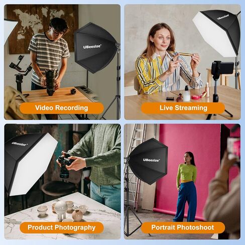 UBeesize Softbox Photography Lighting Kit, Continuous Lighting Kit with 30" x 30" Reflector and 3 Color Temperature 85W 3000K-7500K Bulb, Photo Studio Lighting for Video Recording, Portrait Shooting in Saudi Arabia