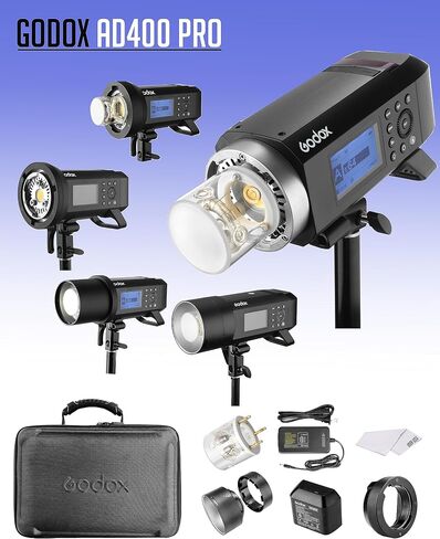 Godox AD400Pro AD400 Pro Outdoor Flash Strobe Light, 400W 2.4G TTL 0.01-1s Recycle Time All-in-one, 1/8000s HSS Studio Portable Speedlite with Lithium Battery in Saudi Arabia