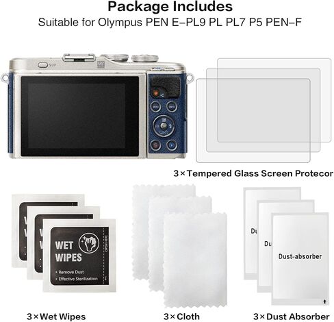 Rieibi (3 Packs) Screen Protector for Olympus PEN E-PL10 OM-D E-M1, E-M1 Mark II III E-M5 II III E-M10 E-M10 II III Digital Camera, Tempered Glass Film for Olympus in Saudi Arabia