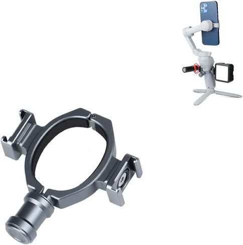 محول عالمي للحلقة الباردة لجهاز DJI Osmo Mobile 4 & Om 3/2/1، قضيب تمديد تثبيت الميكروفون مع 2 حذاء بارد قابل للتدوير، يوضع على ميكروفون فيديو القضيب، ليد، شاشة، تسجيل فيديو in Kuwait