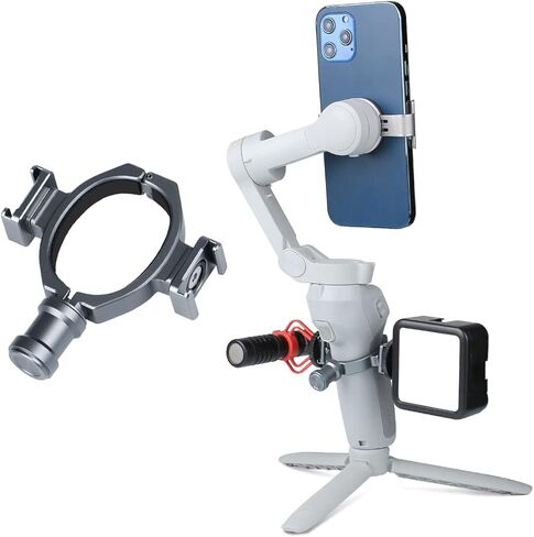 محول عالمي للحلقة الباردة لجهاز DJI Osmo Mobile 4 & Om 3/2/1، قضيب تمديد تثبيت الميكروفون مع 2 حذاء بارد قابل للتدوير، يوضع على ميكروفون فيديو القضيب، ليد، شاشة، تسجيل فيديو in Kuwait