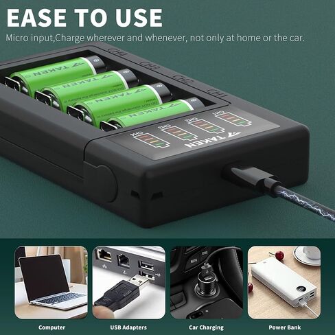 Taken Rechargeable Batteries for Arlo, 3.7V 800mAh 20 Pack CR123A Batteries and 4-Ports LED Charger Compatible with Arlo Cameras (VMC3030/VMK3200/VMS3330/3430/3530), Flashlight, Microphone in Kuwait