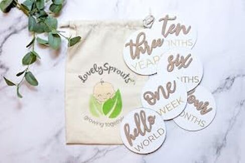 أقراص خشبية ثلاثية الأبعاد لصور الأطفال (مجموعة 20 قطعة)، قلم تحديد المعالم الشهرية للسنة الأولى، يشمل 1-5 سنوات، ملون باللون الأبيض in Kuwait