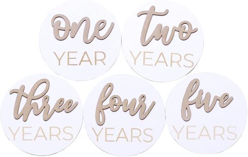 أقراص خشبية ثلاثية الأبعاد لصور الأطفال (مجموعة 20 قطعة)، قلم تحديد المعالم الشهرية للسنة الأولى، يشمل 1-5 سنوات، ملون باللون الأبيض in Kuwait