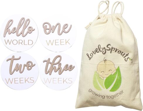 أقراص خشبية ثلاثية الأبعاد لصور الأطفال (مجموعة 20 قطعة)، قلم تحديد المعالم الشهرية للسنة الأولى، يشمل 1-5 سنوات، ملون باللون الأبيض in Kuwait