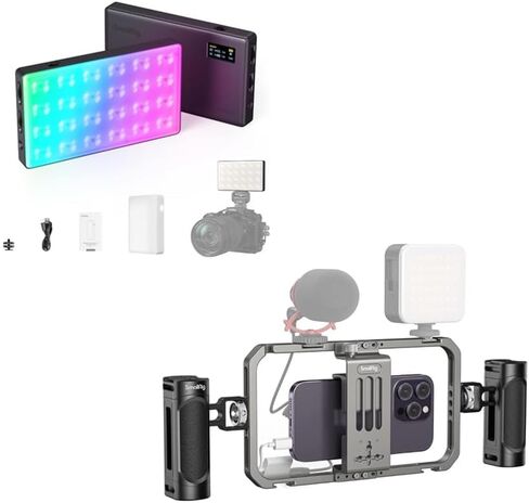 الحزمة: SmallRig RM120 RGB Video Light 3808 + SmallRig Universal Phone Cage 4121 in Kuwait