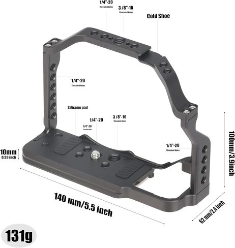 Hersmay Z 50 Camera Cage with Top Handle, Aluminium Full Cage for Nikon Z50 Camera Accessories with Quick Release Plate for Arca Stand, Cold Shoe, NATO Rail and 1/4" & 3/8" Holes in Saudi Arabia