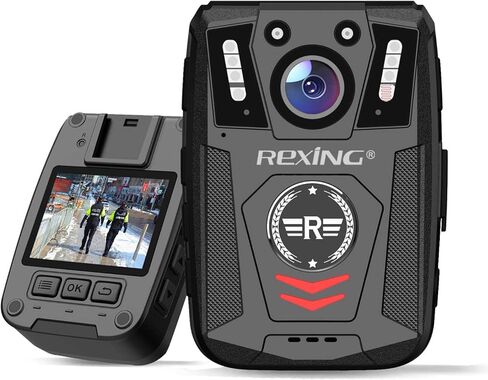 ريكسينج كاميرا P1 مقاس 2 انش بدقة 1080P FHD وذاكرة 64G وتسجيل الفيديو والصوت والصور، رؤية ليلية بالاشعة تحت الحمراء، وضع ذعر الشرطة، بطارية 3000mAh، عمر بطارية 10 ساعات، مقاومة للماء والصدمات in Kuwait