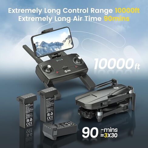 Holy Stone HS720R 3 Batteries GPS EIS Drones with Camera for Adults 4K Night Vision, FAA-Compliant FPV Drone with 3 Axis Gimbal, 10000 Feet Transmission Range, Follow Me, Auto Return, Time-lapse Photo in Saudi Arabia