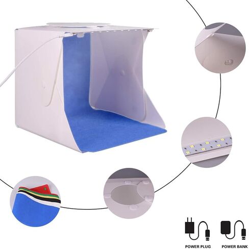 يوننيب صندوق اضاءة صغير لاستوديو التصوير متعدد الزوايا للمجوهرات والاغراض الصغيرة، صندوق استوديو تصوير محمول قابل للطي in Kuwait