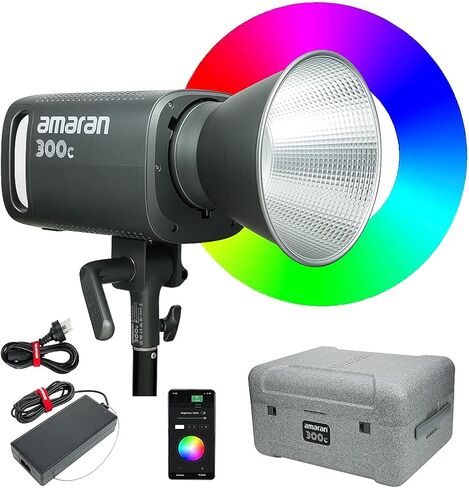 Aputure Amaran 300C RGBWW HSI Full Color 300W COB LED Video Light,CCT 2500K to 7500K, Bowens Mount, AC Power Supply, APP Control for Photography and Filmmaking in Saudi Arabia