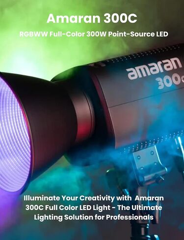 Aputure Amaran 300C RGBWW HSI Full Color 300W COB LED Video Light,CCT 2500K to 7500K, Bowens Mount, AC Power Supply, APP Control for Photography and Filmmaking in Saudi Arabia