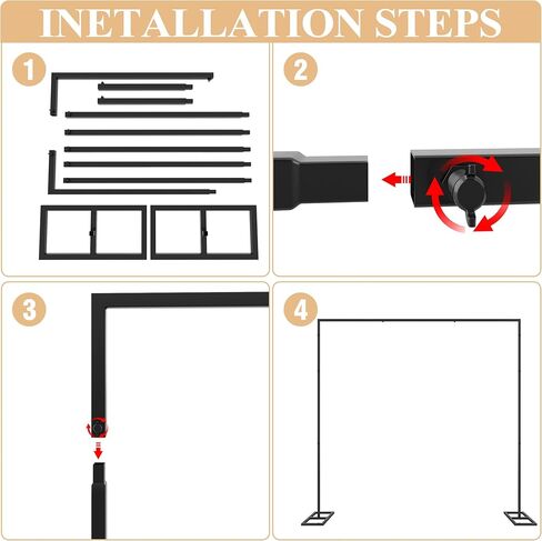 وكسير حامل خلفية 8 × 8 قدم شديد التحمل مع قاعدة، حامل خلفية مربع اسود قابل للتعديل لحفلات الزفاف واعياد الميلاد وكشك التصوير الفوتوغرافي in Kuwait
