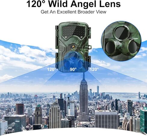 كاميرا QUNVAL 4K بفاصل زمني خارجي، شاشة LCD 2.4 بوصة بدقة 48 ميجابكسل ورؤية ليلية مقاومة للطقس لأمن البناء ونمو النباتات ومراقبة الطبيعة (بطاقة SD سعة 32 جيجابايت) in Kuwait