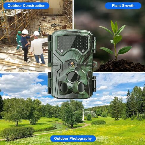 كاميرا QUNVAL 4K بفاصل زمني خارجي، شاشة LCD 2.4 بوصة بدقة 48 ميجابكسل ورؤية ليلية مقاومة للطقس لأمن البناء ونمو النباتات ومراقبة الطبيعة (بطاقة SD سعة 32 جيجابايت) in Kuwait