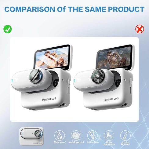 [3+3 قطع من واقيات شاشة انستا 360 جو 3 من الزجاج المقوى من كيه اس كيه اس بي اي - غشاء واقي شاشة مضاد للخدش بدرجة صلابة 9 لانستا 360 جو 3، مضاد لبصمات الاصابع وسهل التركيب in Kuwait