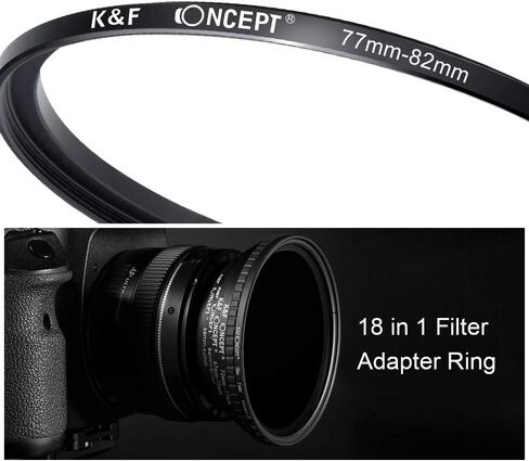 فلتر عدسة ND3-1000 متغير مقاس 77 مم و18 قطعة من حلقات محول الفلتر، 1.5-10 توقفات فلتر كثافة محايدة قابلة للتعديل وفلتر لأعلى وأسفل طقم حلقات محول الفلتر in Kuwait