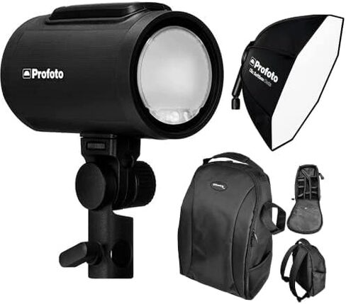 رأس فلاش PROFOTO A2 مع Profoto Clic Softbox Octa وحقيبة ظهر للكاميرا in Kuwait