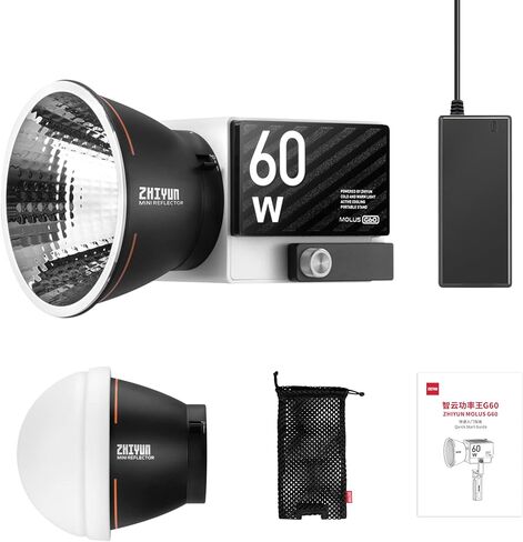 ZHIYUN 60W Pocket COB Video Light CRI≥96 TLCI≥97 إضاءة الإخراج المستمر درجة حرارة اللون المزدوج 2700K-6500K شبكة بلوتوث التحكم عن بعد DC / PD مزود الطاقة لتصوير الفيديو بث مباشر in Saudi Arabia