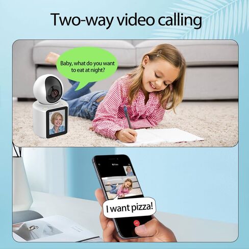 كاميرا داخلية SIYZHOP لمكالمات الفيديو والكلب الأليف، كاميرا فيديو ثنائية الاتجاه، كاميرا أمان لاسلكية للمنزل، كاميرا للأطفال/المسنين/المربية/الكلاب/الحيوانات الأليفة مع تطبيق الهاتف، كاميرا مربية منزلية، كشف حركة الذكاء الاصطناعي in Kuwait