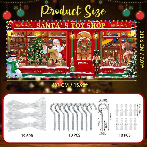 Tatuo 16x7ft عيد الميلاد مخزن صورة خلفية مع ضوء LED متجر سانتا راية متجر سانتا خلفية عيد الميلاد لعبة مخزن الديكور عيد الميلاد التصوير الفوتوغرافي لعيد الميلاد عيد الميلاد حزب عطلة الإمدادات in Saudi Arabia
