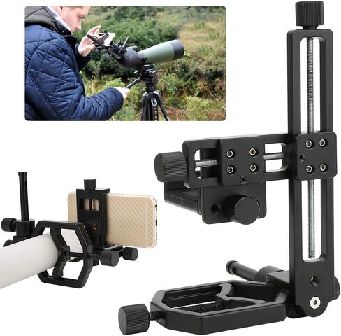 حامل الهاتف الذكي العالمي للتلسكوب - محول الهاتف المحمول ذو دعامة قابلة للتعديل من سبائك الألومنيوم in Kuwait