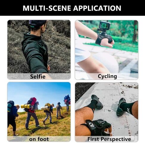 حامل حزام معصم دوار 360 درجة من ParaPace لـ GoPro Hero 10/9/8/7/6/5s/5/4s/4/3+ جلسة سوداء، حامل شريط ذراع لركوب الدراجات قابل للتعديل لكاميرا XIAOYI SJCAM Yi DJI Action ملحقات رياضية خارجية in Kuwait