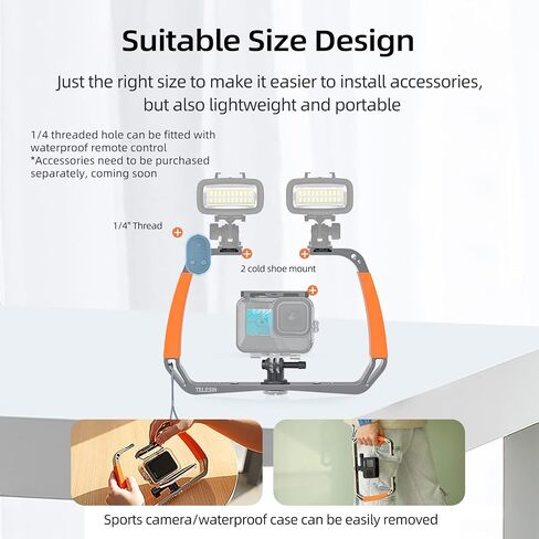TELESIN Diving Rig Dive Tray Mount Video Light Handheld Stabilizer for GoPro Max Mini Hero 12 11 10 9 8 7 6 5 Insta360 X3 GO3 DJI Action 3 4 Camera Waterproof Case Underwater Snorkeling Accessories in Saudi Arabia