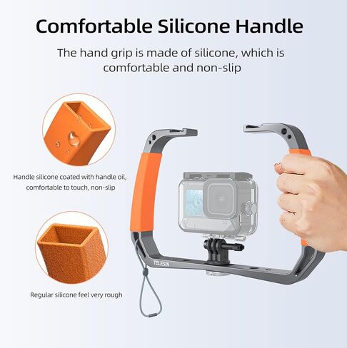 TELESIN Diving Rig Dive Tray Mount Video Light Handheld Stabilizer for GoPro Max Mini Hero 12 11 10 9 8 7 6 5 Insta360 X3 GO3 DJI Action 3 4 Camera Waterproof Case Underwater Snorkeling Accessories in Saudi Arabia