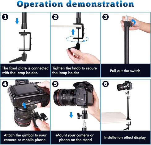حامل مكتب SLOW DOLPHIN مع مشبك C للطاولة، حامل إضاءة 1/4 بوصة، رأس كروي قابل للدوران 360 درجة، حامل هاتف لكاميرا DSLR، ضوء حلقي، ضوء لوحة، Gopro، هاتف، كاميرا ويب، استوديوهات الفيديو in Kuwait