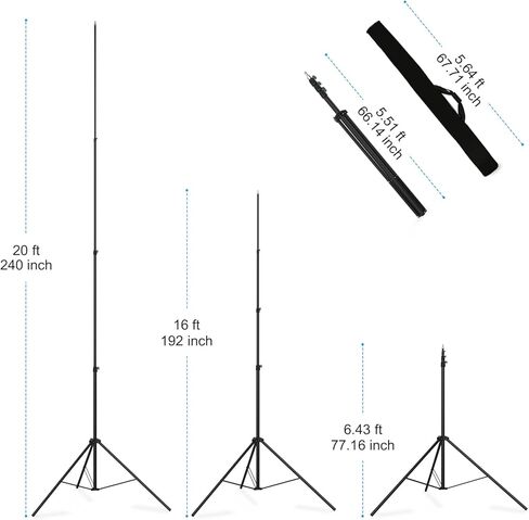 حامل ثلاثي القوائم لكاميرا الفيديو الرياضية سكاي هاي 20 قدم من جليتاير، حامل ثلاثي القوائم شديد التحمل، حامل اضاءة معدني مبطن بنابض مع راس كروي للتصوير الفوتوغرافي، الاضواء، استوديو الصور in Kuwait