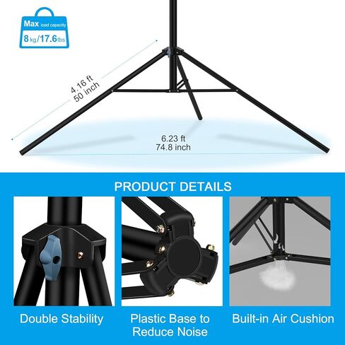 حامل ثلاثي القوائم لكاميرا الفيديو الرياضية سكاي هاي 20 قدم من جليتاير، حامل ثلاثي القوائم شديد التحمل، حامل اضاءة معدني مبطن بنابض مع راس كروي للتصوير الفوتوغرافي، الاضواء، استوديو الصور in Kuwait