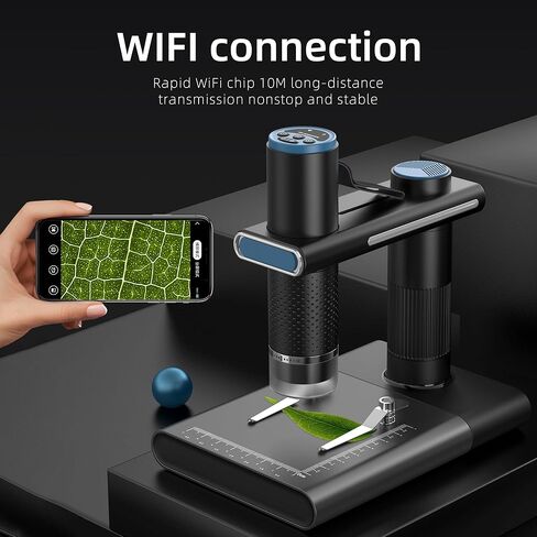 Opti-Tekscope OT-WiFi: كاميرا مجهرية رقمية عالية الدقة لاسلكية - تكبير 50-1000X، وضوح 2 مليون بكسل، التحكم في تطبيق iOS/Android، إضاءة LED رائعة، متوافقة مع أجهزة الكمبيوتر الشخصية وأجهزة Mac (أبيض) in Kuwait