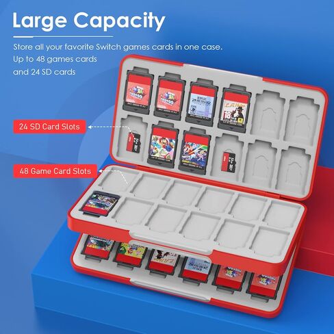 حافظة بطاقة ألعاب TiMOVO 48 لجهاز Nintendo Switch OLED 2021/Switch/Switch lite، و48 علبة خرطوشة حامل ألعاب لبطاقات ألعاب Switch و24 بطاقة SD، صندوق تخزين ألعاب مدمج ومحمول in Saudi Arabia